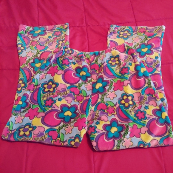 Fancy Girlz | Retro Style Flower Power Plush Flare Pajama Pants Bottoms L Large - Picture 7 of 7